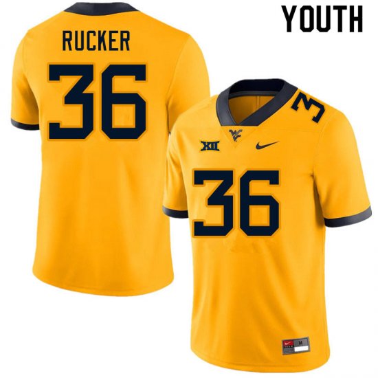 Youth West Virginia Mountaineers NCAA #36 Markquan Rucker Gold Authentic Nike Stitched College Football Jersey EF15V47BE